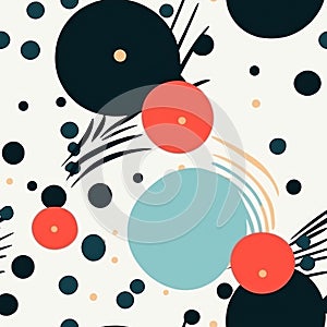 Colorful polka dot seamless pattern. Circle dots shapes spheres illustration for fabric, wrapping paper design, card