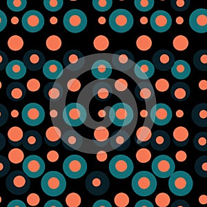 Colorful polka dot seamless pattern. Circle dots shapes spheres illustration for fabric, wrapping paper design, card