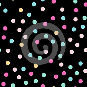 Colorful polka dots seamless pattern on black 3.