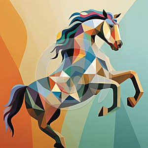 Colorful Polygonal Horse In Graphic Design Style photo