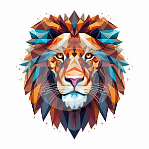 Colorful Polygonal Lion Head Illustration In Abstract Vector Art