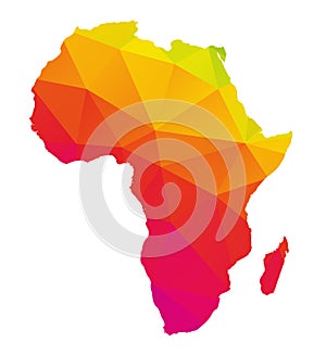 Colorful polygonal map of Africa with Madagascar