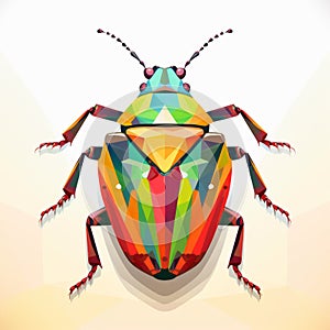 Colorful Polygonal Stink Bug In The Style Of Georgia O\'keeffe