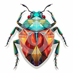 Colorful Polygonal Triangle Insect Vector Illustration In The Style Of Georgia O\'keeffe