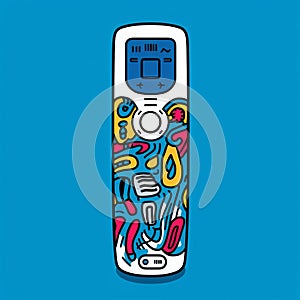 Colorful Pop Art Cartoon Remote Control With Keith Haring Style