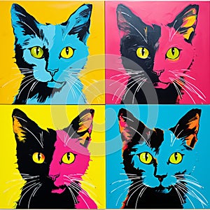 Colorful Pop Art Cats: 4 Portraits In The Style Of Andy Warhol