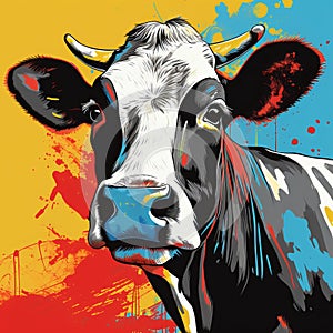 Colorful Pop Art Cow Painting By Butcher Billy - Uhd Image