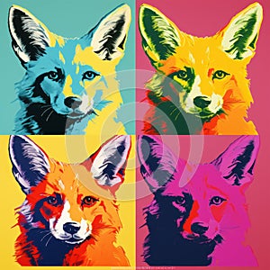 Colorful Pop Art Fox Graphic Art Inspired By Andy Warhol