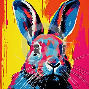 Colorful Pop Art Rabbit Painting In 8k Resolution