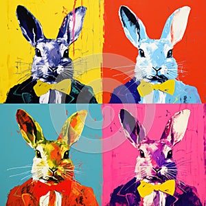 Colorful Pop Art Rabbit Portraits Inspired By Andy Warhol
