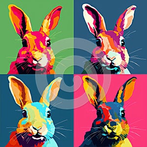 Colorful Pop Art Rabbit Portraits Inspired By Andy Warhol photo