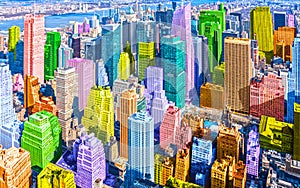 Colorful pop art styled New York City NYC Manhattan diverse diversity