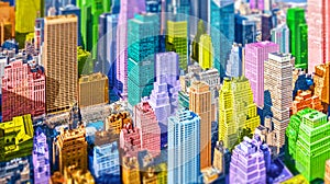 Colorful pop art styled tilt shift model village style New York City NYC Manhattan diverse diversity photo