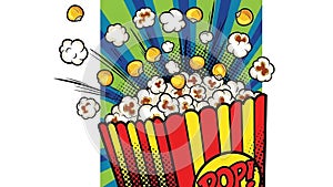 Colorful Popcorn Box with Exploding Kernels in Dynamic Design
