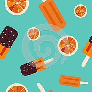 Colorful popsicles citrus vector seamless pattern.