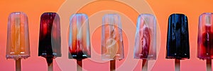 Colorful popsicles on light background panoramic set