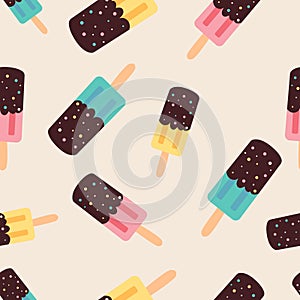 Colorful popsicles vector seamless pattern.