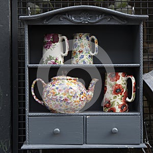 Colorful porcelain cups of 1950-th years