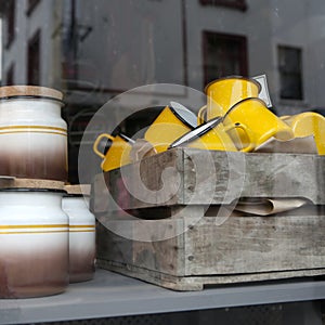 Colorful porcelain cups of 1950-th years.