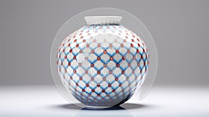 Colorful Porcelain Vase With Diamonds On White Background