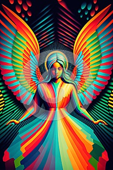 Colorful portrait of an angel with wings. Religious Christianity motive.