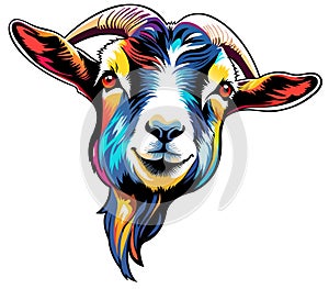 Colorful Portrait of a Goat