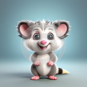 Colorful Possum Serenity: Heartwarming Isolated 3D Possum Generated by AI photo