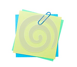 Colorful post-it notes with clip