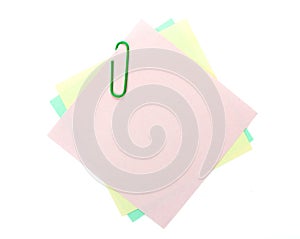 Colorful post-it notes with clip