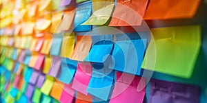 Colorful Post-It Notes on Wall. Generative AI