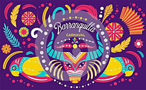 Colorful poster of Colombian Barranquilla Carnival