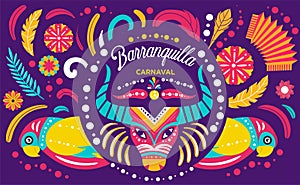 Colorful poster of Colombian Barranquilla Carnival photo