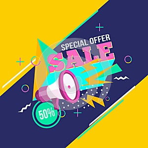 Colorful poster for discount. Sale banner layout design.