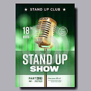 Colorful Poster Flyer Of Stand Up Show Club Vector