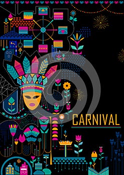 Colorful poster of fun filled Carnival festival template background