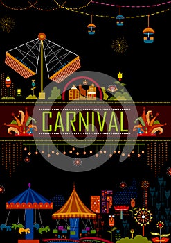 Colorful poster of fun filled Carnival festival template background