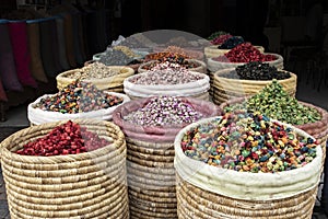 Colorful Potpourri in Baskets in Marrakech medina