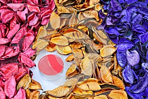 Colorful potpourri with candles