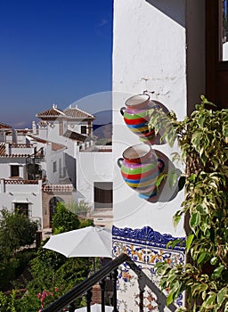 Colorful pots on the Mediterranean balcony