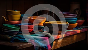 A colorful pottery bowl, a craft of indigenous cultures generated by AI