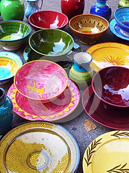 Colorful pottery handicrafts
