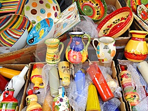 Colorful pottery at the Provencal market 2