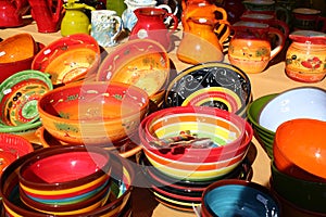 Colorful pottery at the Provencal market