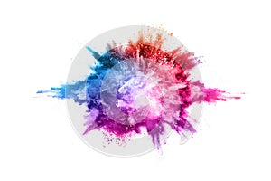 Colorful powder explosion on white background.