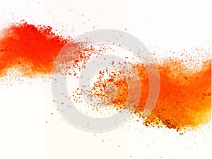 Colorful of powder explosion on white background. Colored dust e