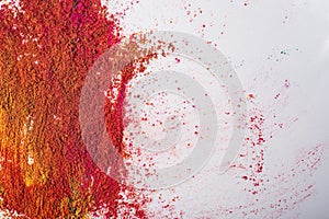 Colorful powder for Holi festival on white background. Holi is the Indian festival of colors