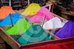 Colorful powders in Kathmandu