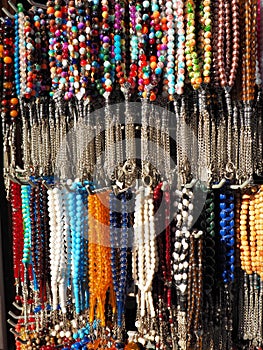 Colorful prayer beads in a store in Istanbul