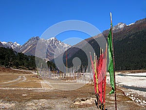 Colorful Prayer Flags Flutter In The Mountains