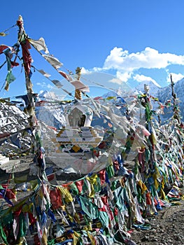 Colorful prayer flags in himalaya region